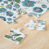 Mooie blauwe elegante Waterverf bloemen Legpuzzel (Zijkant)