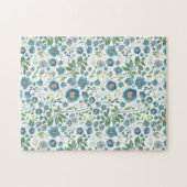 Mooie blauwe elegante Waterverf bloemen Legpuzzel (Horizontaal)