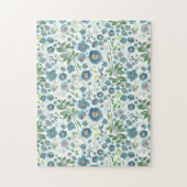 Mooie blauwe elegante Waterverf bloemen Legpuzzel (Verticaal)