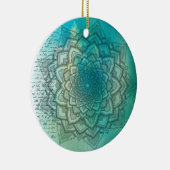 Mooie blauwe en Blauwgroen kerstversiering van Man Keramisch Ornament (Rechts)