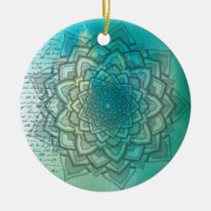 Mooie blauwe en Blauwgroen kerstversiering van Man Keramisch Ornament