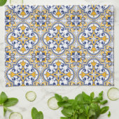💙 mooie blauwe en gele Azulejos 9 Theedoek (Gevouwen)