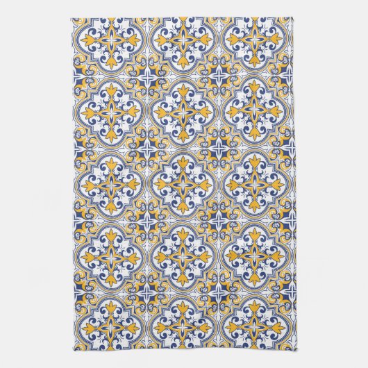 💙 mooie blauwe en gele Azulejos 9 Theedoek (Verticaal)