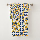 💙 mooie blauwe en gele Azulejos Bad Handdoek (Insitu)