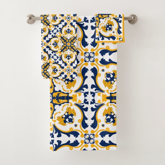 💙 mooie blauwe en gele Azulejos Bad Handdoek (Insitu)
