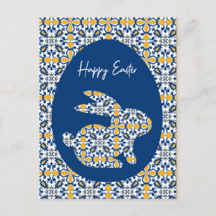 🐰 💛 Mooie blauwe en gele Azulejos Holiday Feestdagenkaart