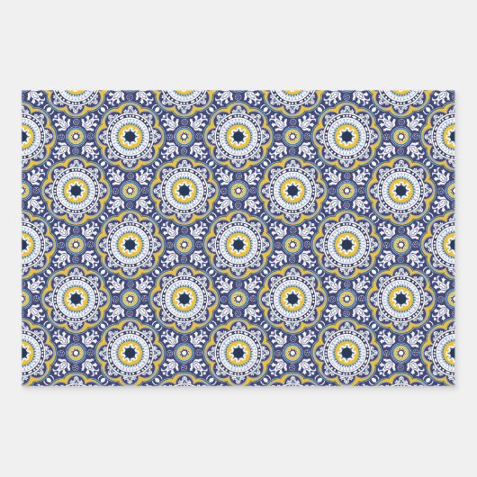 💗 mooie blauwe en gele Azulejos, Inpakpapier Vel (Voorkant)