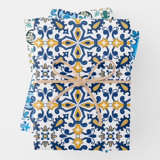 💙 mooie blauwe en gele Azulejos, Inpakpapier Vel (In situ)