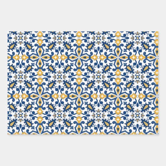 💙 mooie blauwe en gele Azulejos, Inpakpapier Vel (Voorkant)