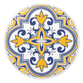 💙 mooie blauwe en gele Azulejos Keramische Knop (Voorkant)