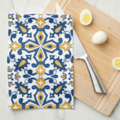 💙 mooie blauwe en gele Azulejos,    keuken Theedoek (Quarter Fold)
