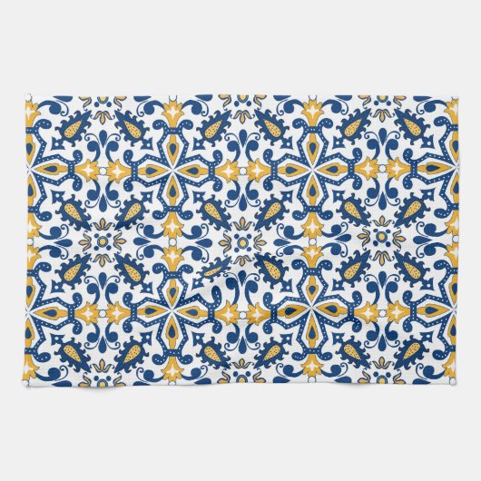 💙 mooie blauwe en gele Azulejos,    keuken Theedoek (Horizontaal)