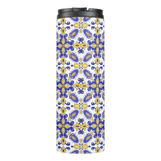 💙 mooie blauwe en gele Azulejos Thermosbeker (Achterkant)