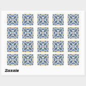 💙 mooie blauwe en gele Azulejos, Vierkante Sticker (Vel)