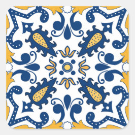 💙 mooie blauwe en gele Azulejos, Vierkante Sticker