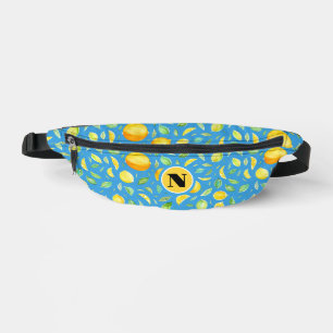 Mooie Blauwe En Gele Citrus Watercolor Monogram Heuptasje