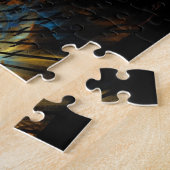 Mooie Blauwe En Gouden Fractal Legpuzzel (Zijkant)