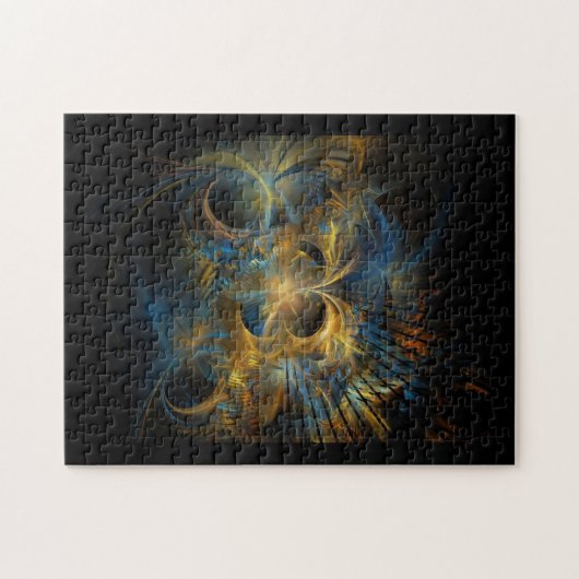 Mooie Blauwe En Gouden Fractal Legpuzzel (Horizontaal)