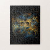 Mooie Blauwe En Gouden Fractal Legpuzzel (Verticaal)