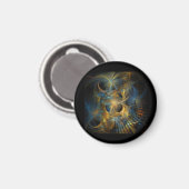Mooie Blauwe En Gouden Fractal Magneet (Voorkant / Achterkant)