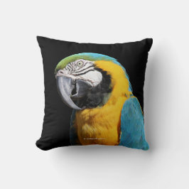 Mooie blauwe en gouden papegaai kussen