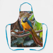 Mooie blauwe en gouden papegaai schort (Voorkant)