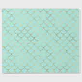 Mooie blauwe en gouden zeemeerminnen cadeaupapier (Vlak)