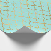 Mooie blauwe en gouden zeemeerminnen cadeaupapier (Hoek)