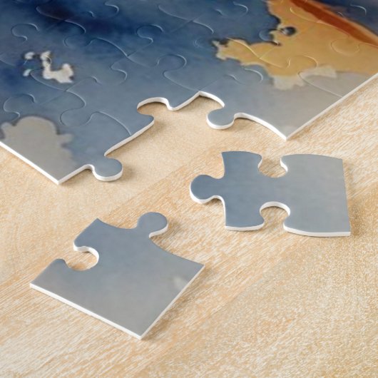 Mooie blauwe en gouden zonsondergang legpuzzel (Zijkant)