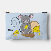 Mooie blauwe en grijze ritssluitingstas met cartoo etui (Voorkant)