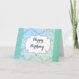 Mooie Blauwe en Groene Happy Birthday Kaart