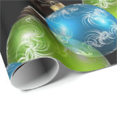 Mooie blauwe en groene kerstballen cadeaupapier (Rol Hoek)
