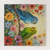Mooie blauwe en groene parkieten legpuzzel (Horizontaal)