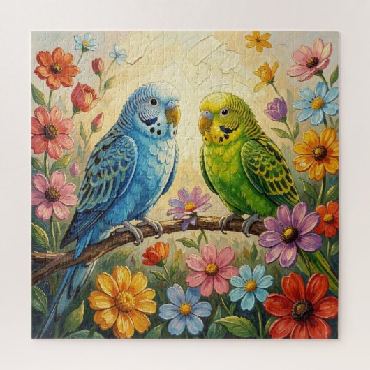 Mooie blauwe en groene parkieten legpuzzel (Verticaal)