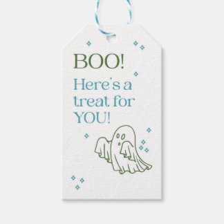 Mooie Blauwe en Groene Spook Halloween Label Cadeaulabel