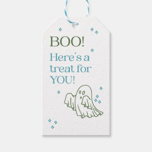 Mooie Blauwe en Groene Spook Halloween Label Cadeaulabel (Voorkant)