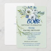 Mooie Blauwe en Mint Floral Birthday-uitnodiging Kaart (Voorkant / Achterkant)