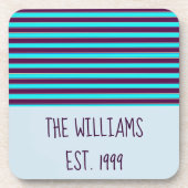 Mooie blauwe en Paarse strepen Bier Onderzetter (Voorkant)