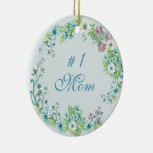 Mooie blauwe en Paarse Waterverf bloemen #1 Mam Keramisch Ornament (Rechts)