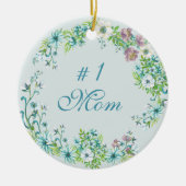 Mooie blauwe en Paarse Waterverf bloemen #1 Mam Keramisch Ornament (Voorkant)