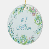 Mooie blauwe en Paarse Waterverf bloemen #1 Mam Keramisch Ornament (Links)