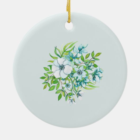 Mooie blauwe en Paarse Waterverf bloemen #1 Mam Keramisch Ornament (Achterkant)