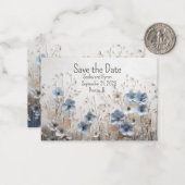 Mooie Blauwe en Witte 3D Bloementuin Bruiloft Notitiekaartje (Voorkant / Achterkant in situ)