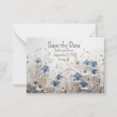 Mooie Blauwe en Witte 3D Bloementuin Bruiloft Notitiekaartje (Voorkant)