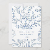 Mooie Blauwe en Witte Bloemen Bruiloft Bedankkaart (Voorkant)