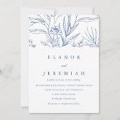 Mooie Blauwe en Witte Bloemen Foto Bruiloft Kaart (Voorkant)