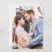 Mooie Blauwe en Witte Bloemen Foto Bruiloft Kaart (Achterkant)