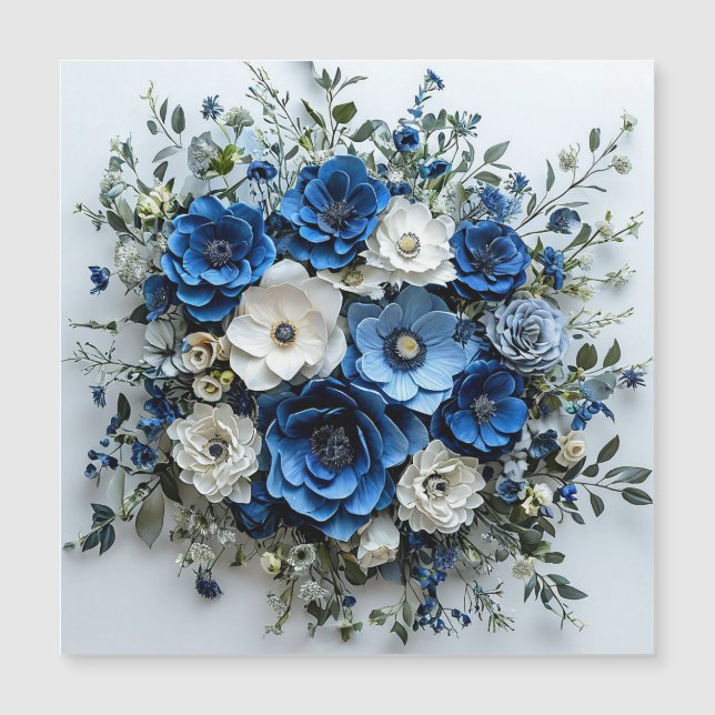 Mooie blauwe en witte bloemschikking (Voorkant)