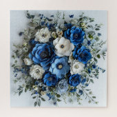Mooie blauwe en witte bloemschikking legpuzzel (Horizontaal)