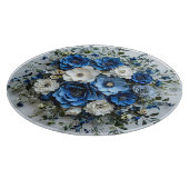 Mooie Blauwe en Witte Bloemstuk Snijplank (Hoek)